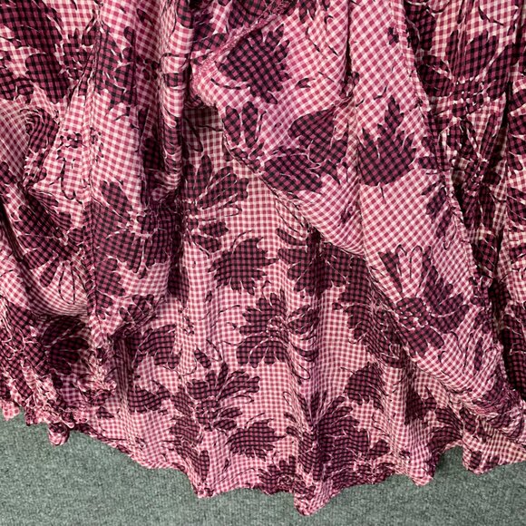 Cut Loose Sleeveless Floral Checkered Dress Pink Size Large USA MADE - Picture 10 of 12